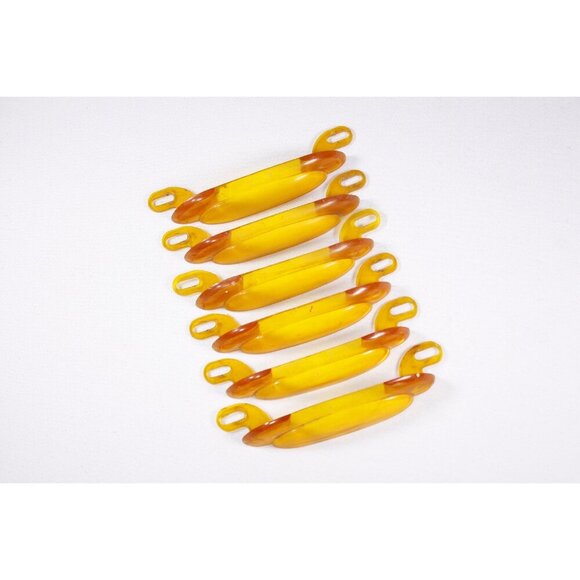 SET of 2 Orange Lucite Art Deco drawer pull inserts, drawer handle parts - Picture 6 of 10